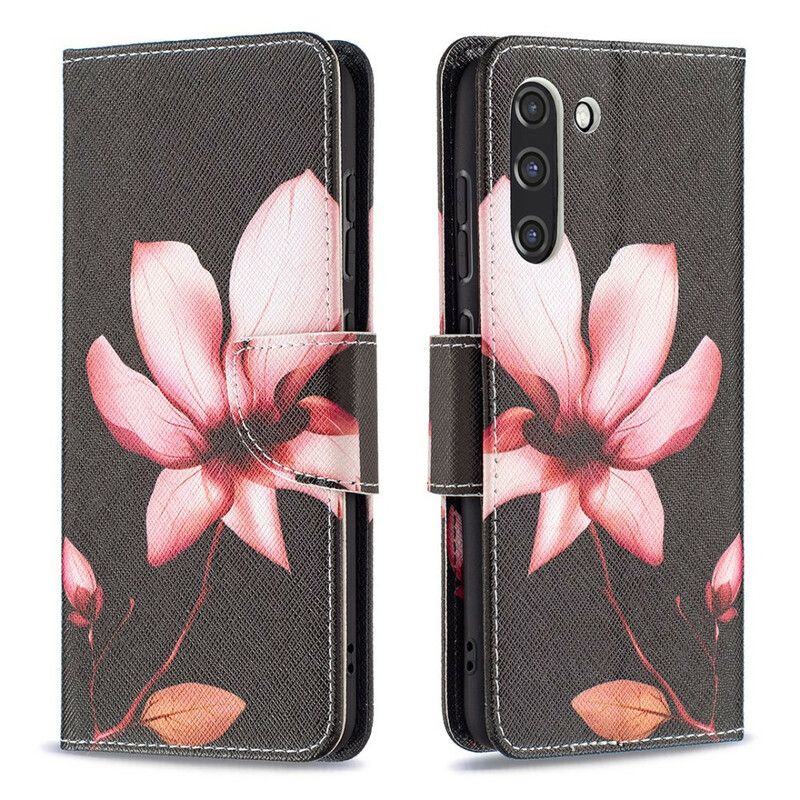 Læder Cover Samsung Galaxy S21 Fe Telefon Etui Pink Flower