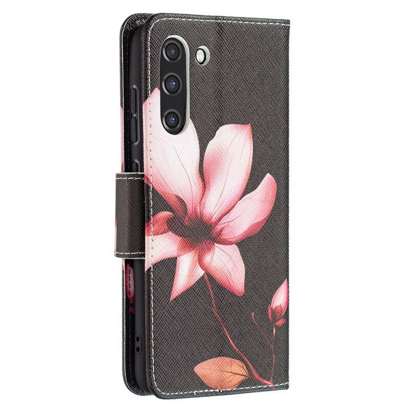 Læder Cover Samsung Galaxy S21 Fe Telefon Etui Pink Flower