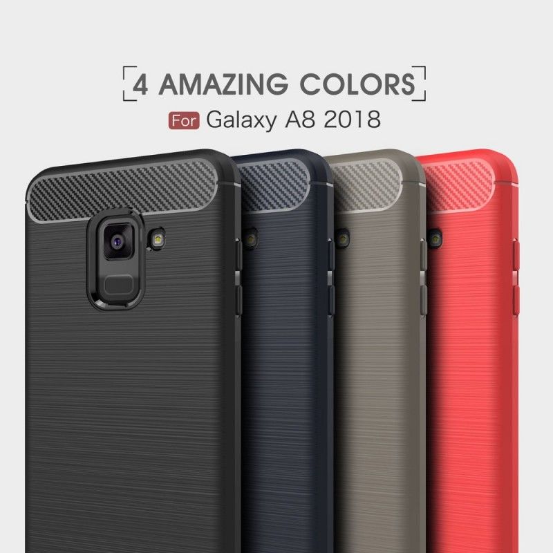 Cover Samsung Galaxy A8 Sort Børstet Kulfiber