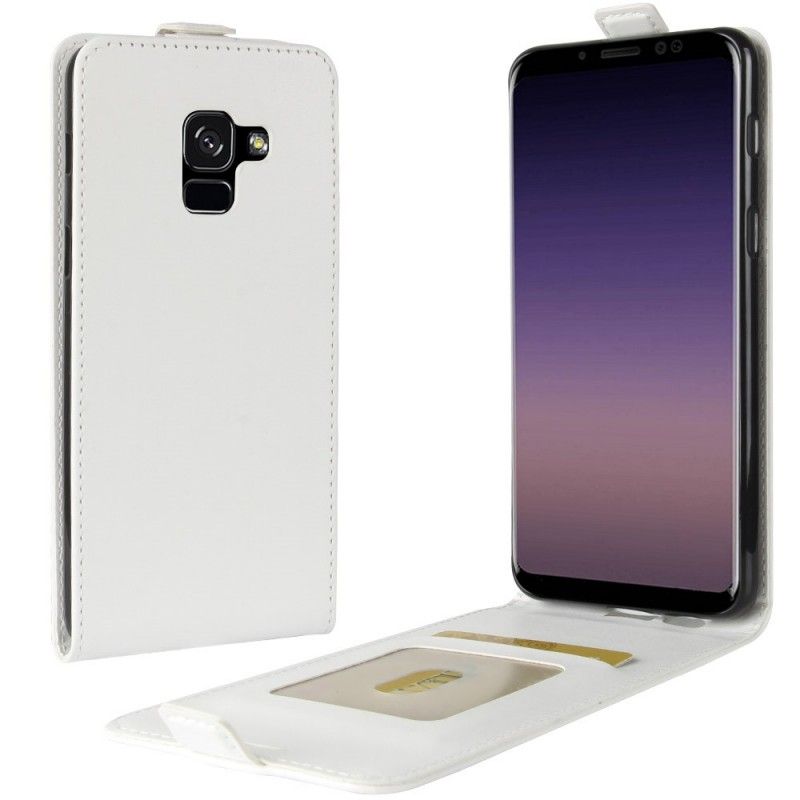 Flip Cover Læder for Samsung Galaxy A8 Sort Foldning Af Lædereffekt