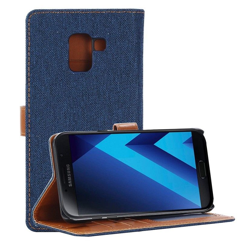 Flip Cover Læder Samsung Galaxy A8 Sort Jeans Beskyttelse