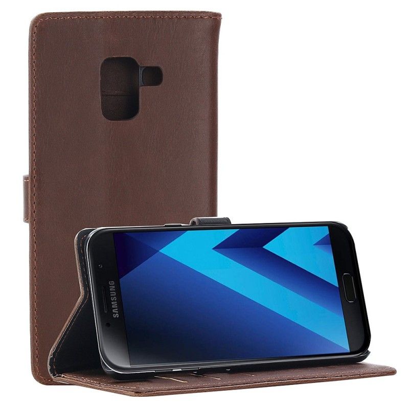 Flip Cover Læder Samsung Galaxy A8 Sort Retro Kunstlæder