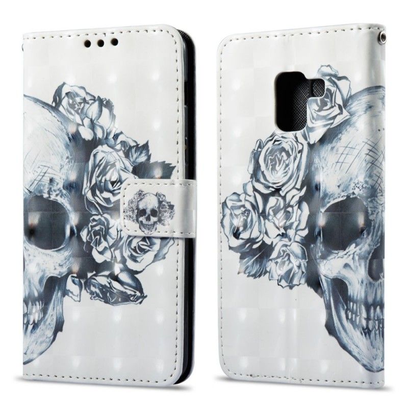 Flip Cover Samsung Galaxy A8 3D Blomsterskalle