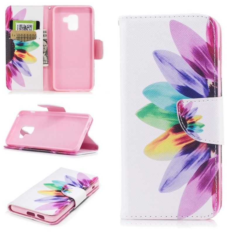 Flip Cover Samsung Galaxy A8 Mobilcover Akvarelblomst