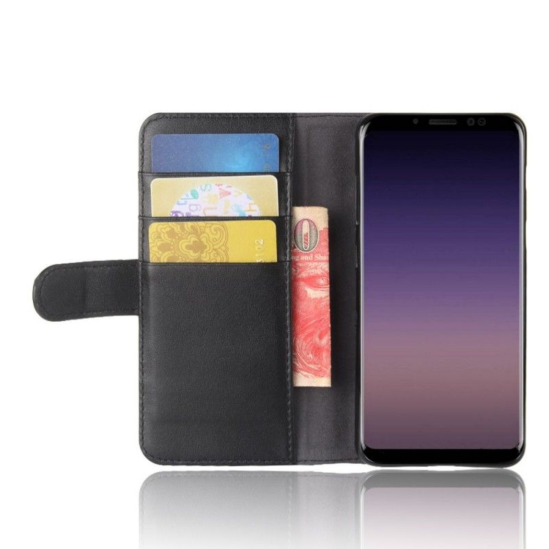 Flip Cover Samsung Galaxy A8 Sort Delt Læder