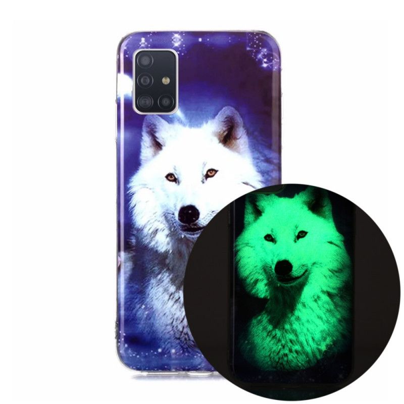 Cover for Samsung Galaxy A51 5G Grøn Fluorescerende Ulveserie