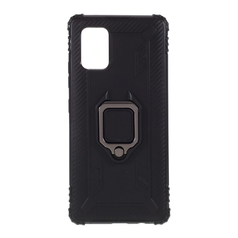 Cover for Samsung Galaxy A51 5G Sort Ring Og Kulfiber