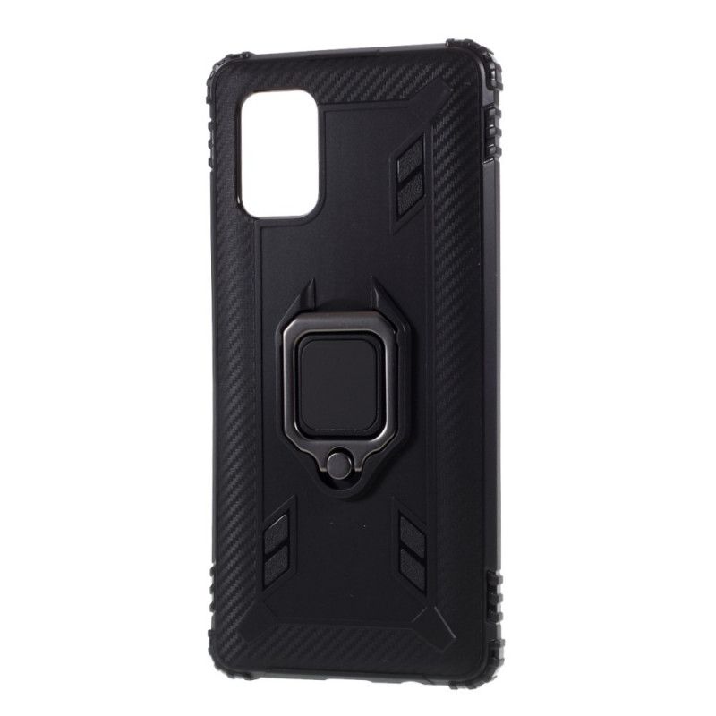 Cover for Samsung Galaxy A51 5G Sort Ring Og Kulfiber