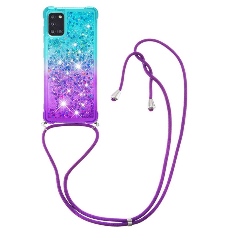 Cover Samsung Galaxy A51 5G Lyserød Silikone Glitter Og Ledning