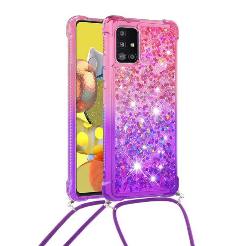 Cover Samsung Galaxy A51 5G Lyserød Silikone Glitter Og Ledning