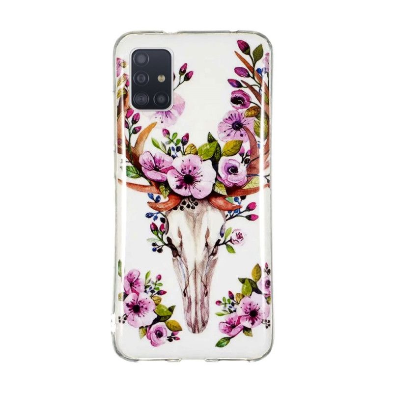 Cover Samsung Galaxy A51 5G Mobilcover Fluorescerende Blomstrende Elg