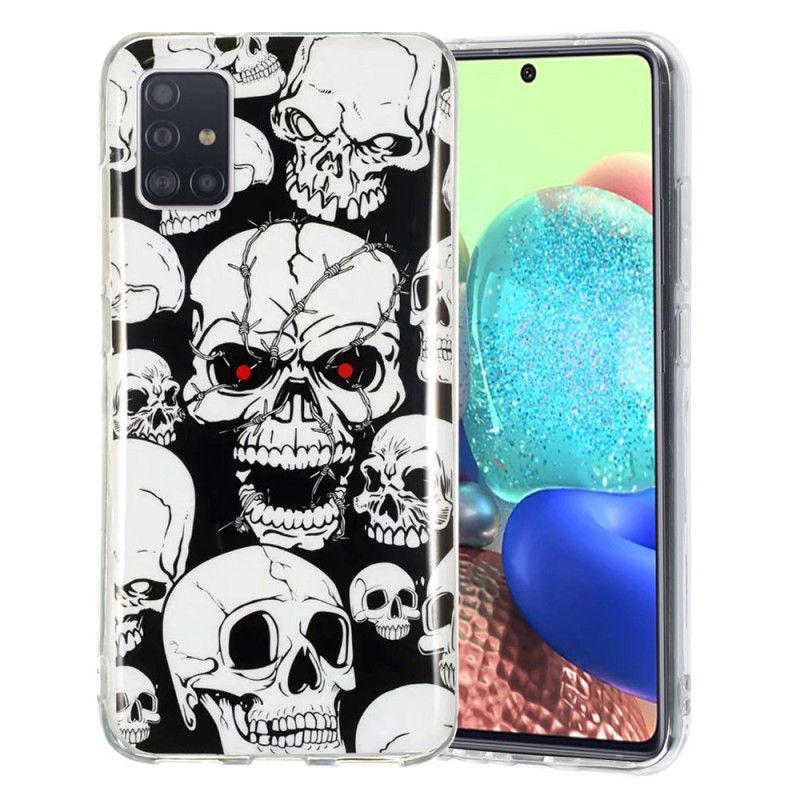 Cover Samsung Galaxy A51 5G Mobilcover Opmærksomhed Fluorescerende Kranier