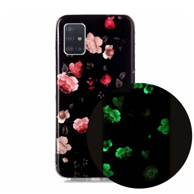 Cover Samsung Galaxy A51 5G Rød Mobilcover Fluorescerende Blomsterserie