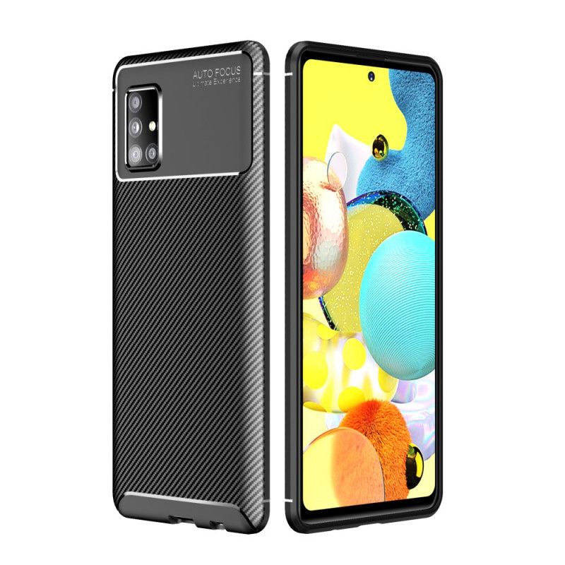 Cover Samsung Galaxy A51 5G Sort Fleksibel Kulfibertekstur Beskyttelse