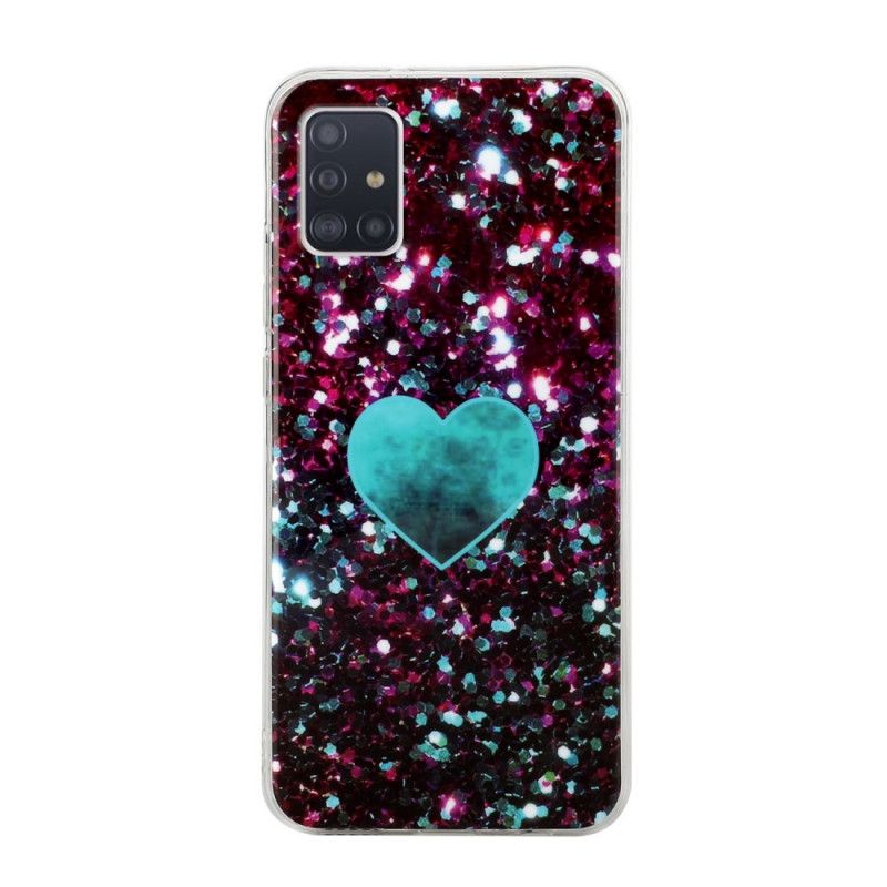 Cover Samsung Galaxy A51 5G Sort Glitter Kærlighed