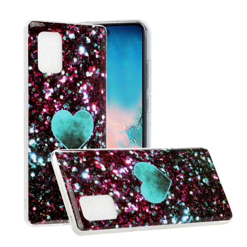 Cover Samsung Galaxy A51 5G Sort Glitter Kærlighed