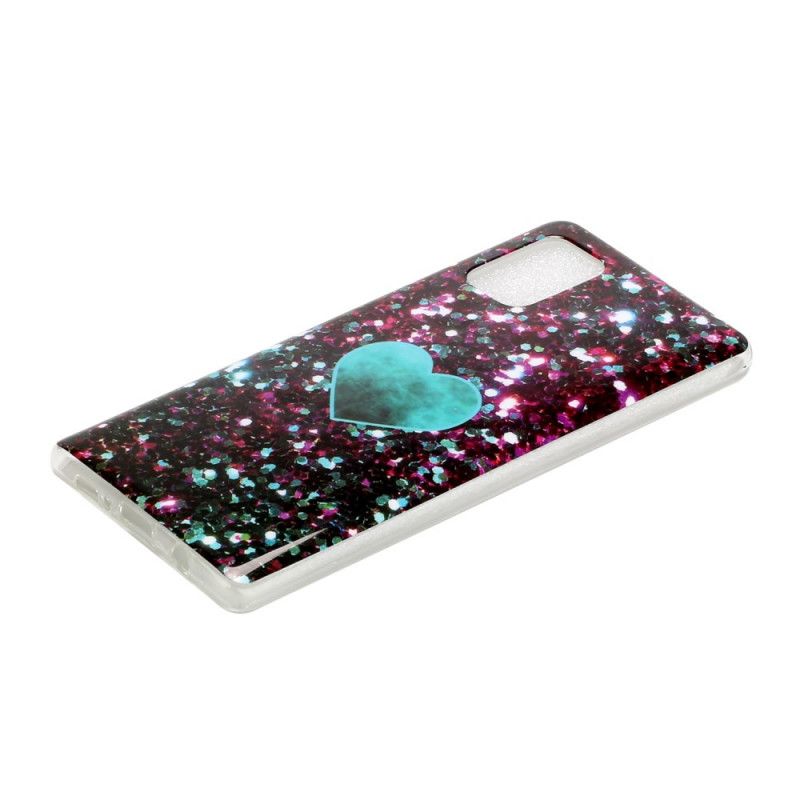 Cover Samsung Galaxy A51 5G Sort Glitter Kærlighed