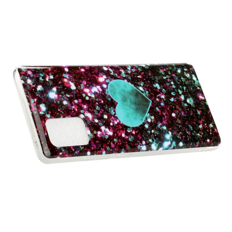 Cover Samsung Galaxy A51 5G Sort Glitter Kærlighed