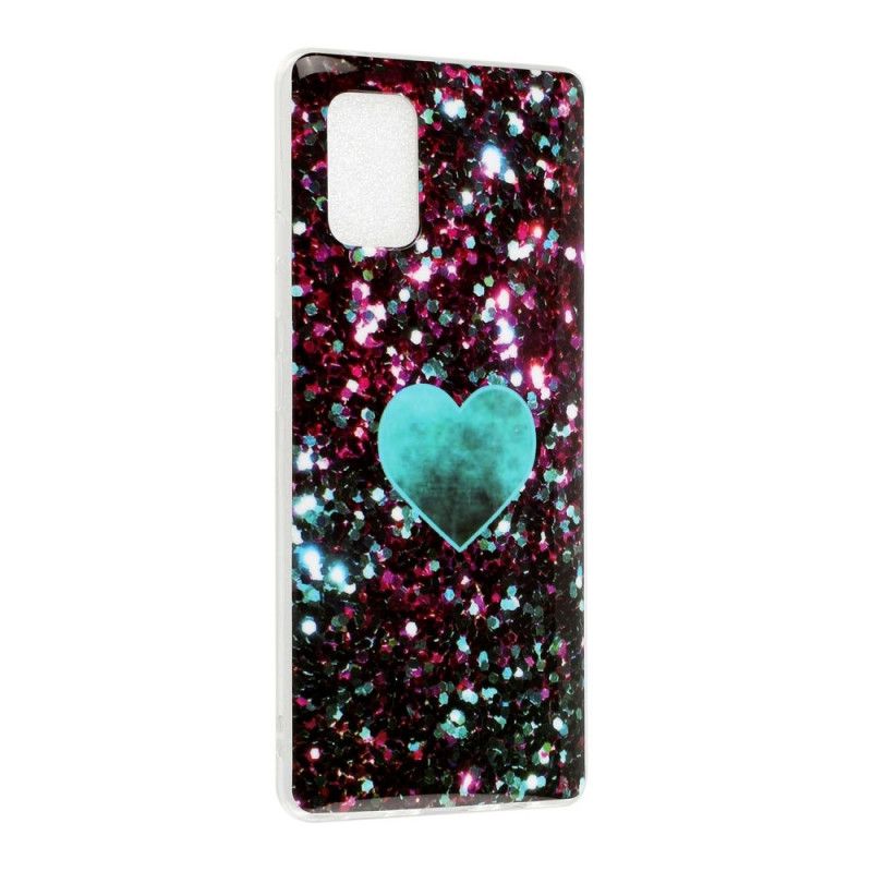 Cover Samsung Galaxy A51 5G Sort Glitter Kærlighed