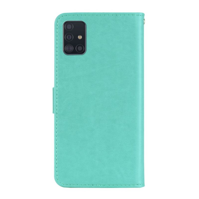 Flip Cover Læder Samsung Galaxy A51 5G Grå Uglemandala Og G-Streng Beskyttelse