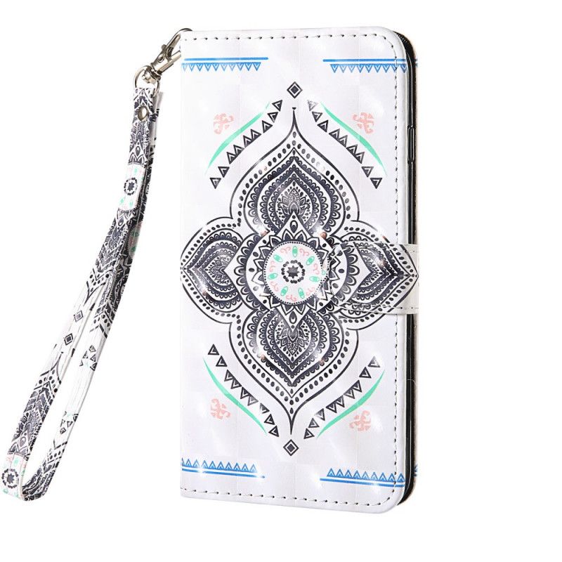 Flip Cover Læder Samsung Galaxy A51 5G Lys Pletter Mandala Med Rem Original