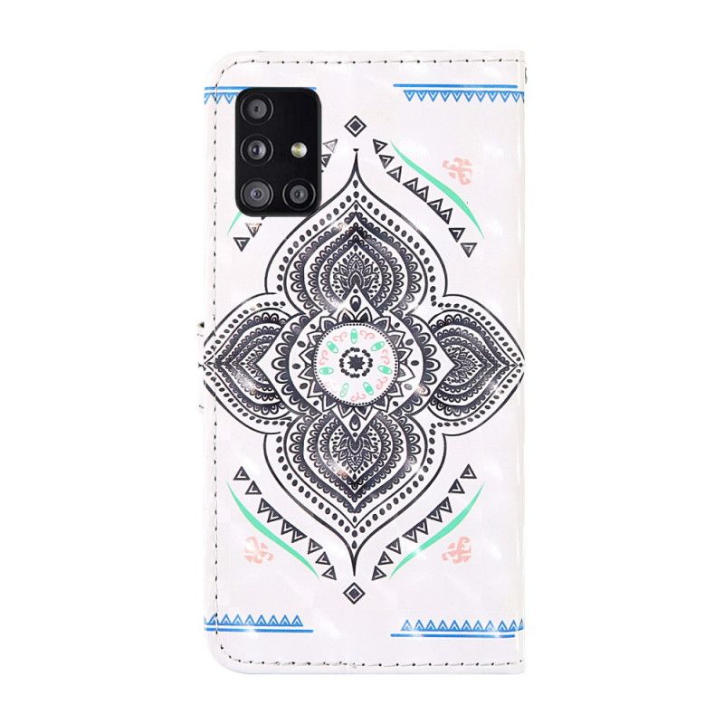 Flip Cover Læder Samsung Galaxy A51 5G Lys Pletter Mandala Med Rem Original