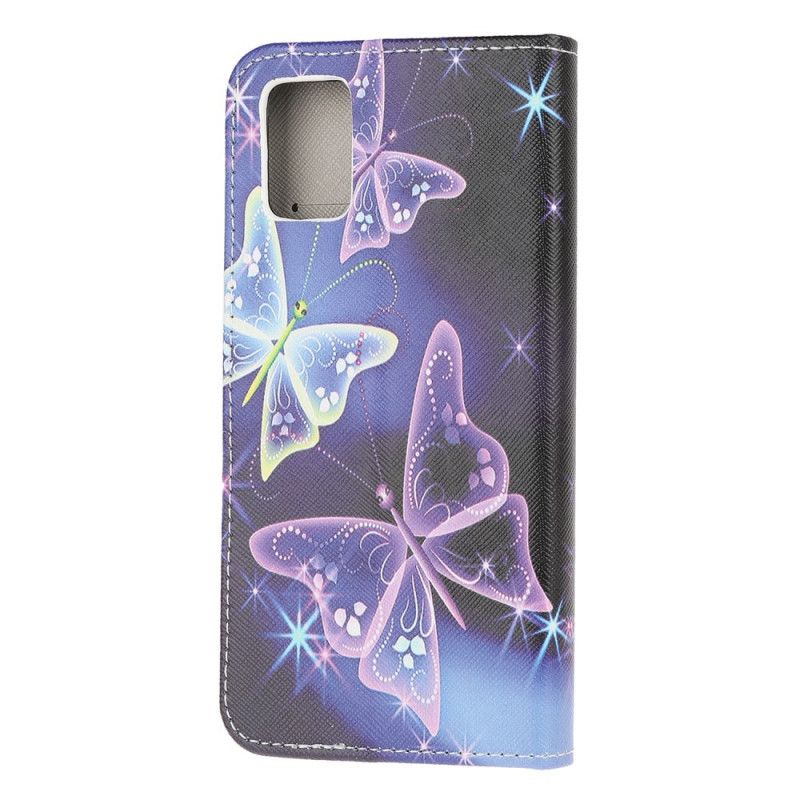 Flip Cover Læder Samsung Galaxy A51 5G Neonsommerfugle Beskyttelse