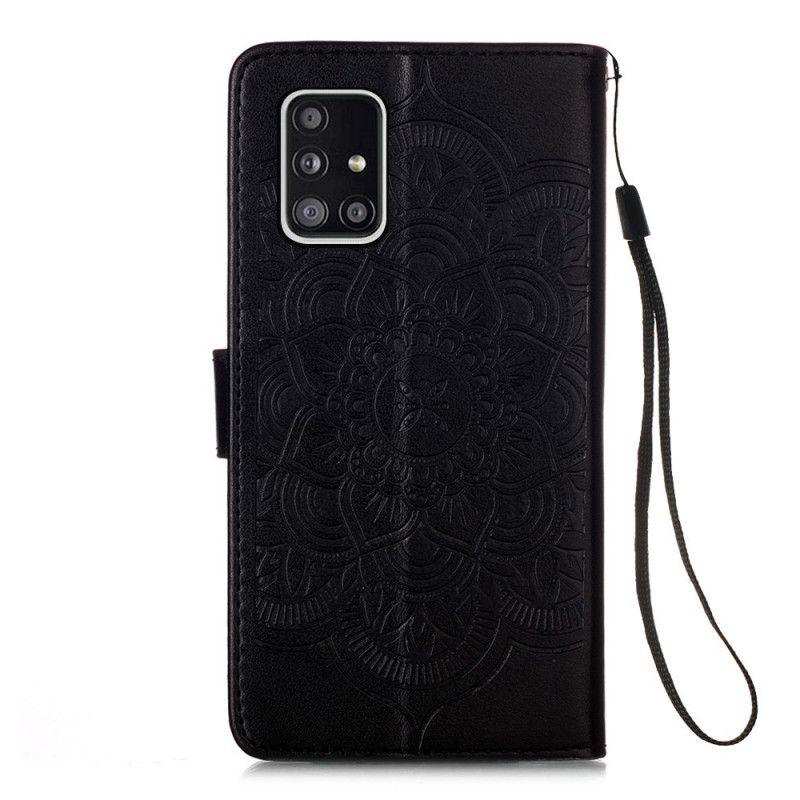 Flip Cover Læder Samsung Galaxy A51 5G Sort Dreamcatcher Print Og Rem