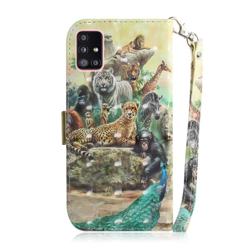 Flip Cover Læder Samsung Galaxy A51 5G Thong Safari Dyr