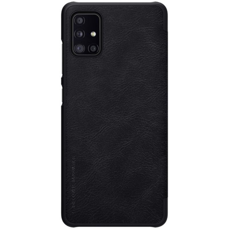 Læder Cover for Samsung Galaxy A51 5G Sort Nillkin Qin-Serie