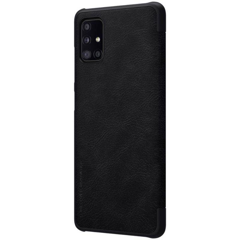 Læder Cover for Samsung Galaxy A51 5G Sort Nillkin Qin-Serie