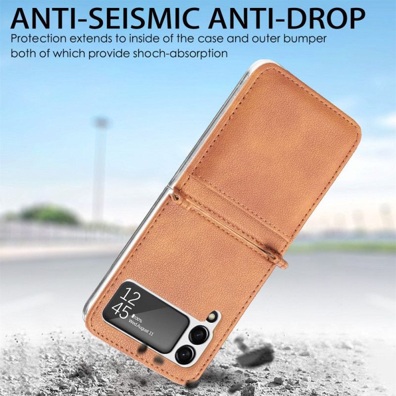 Cover Samsung Galaxy Z Flip 3 5g Læder Tekstur Kortholder