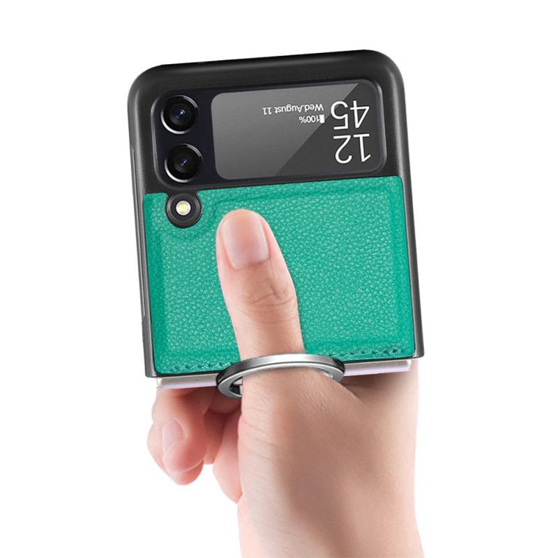 Cover Samsung Galaxy Z Flip 3 5g Lædereffekt Med Ring