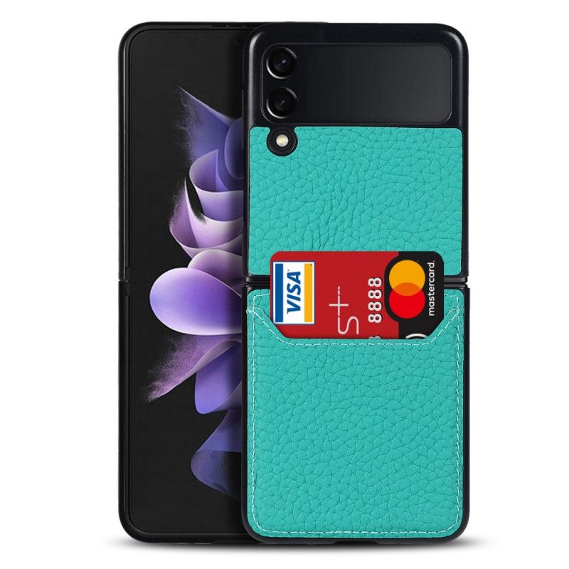 Cover Samsung Galaxy Z Flip 3 5g Telefon Etui Ægte Litchi Læder Kortholder