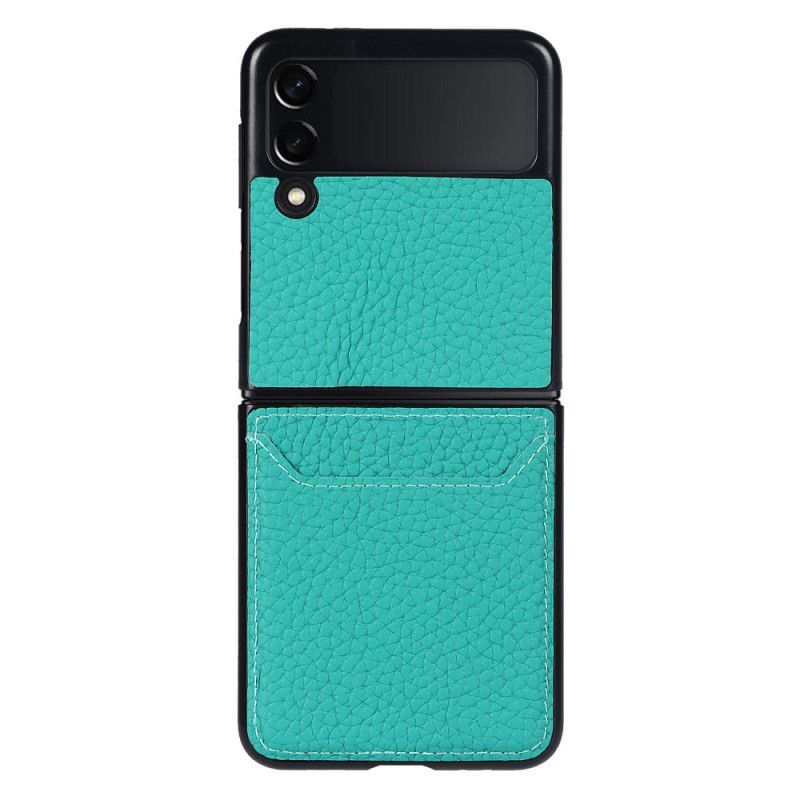 Cover Samsung Galaxy Z Flip 3 5g Telefon Etui Ægte Litchi Læder Kortholder