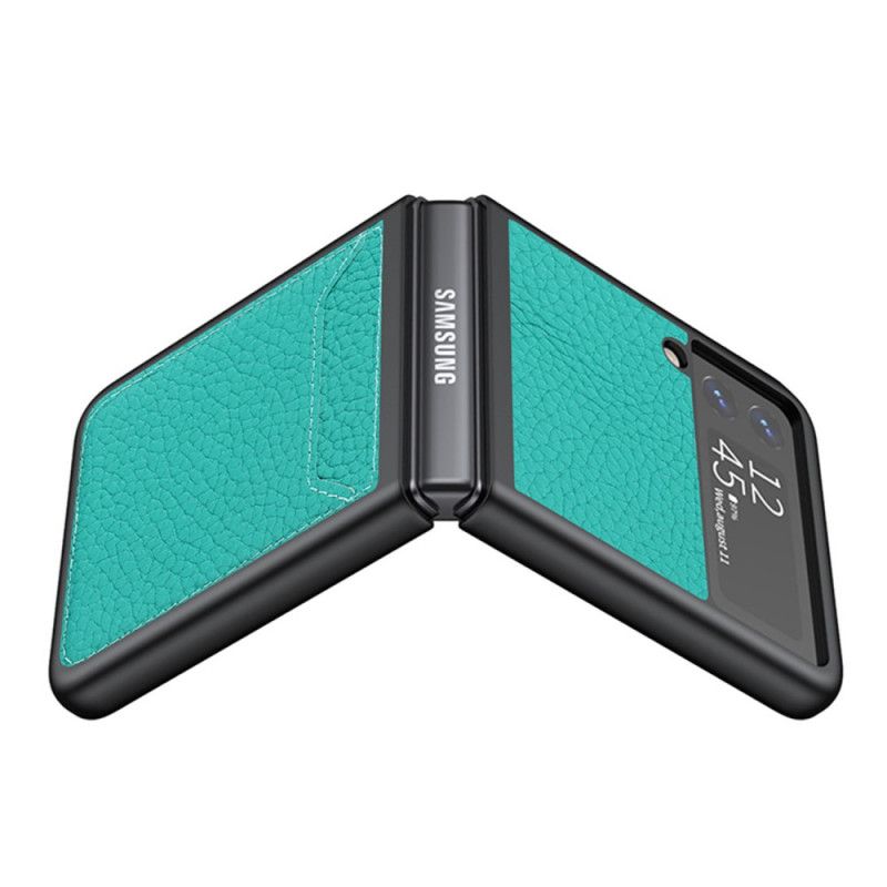 Cover Samsung Galaxy Z Flip 3 5g Telefon Etui Ægte Litchi Læder Kortholder