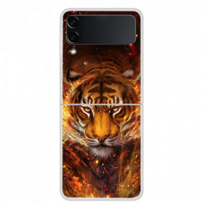 Cover Samsung Galaxy Z Flip 3 5g Telefon Etui Fire Tiger