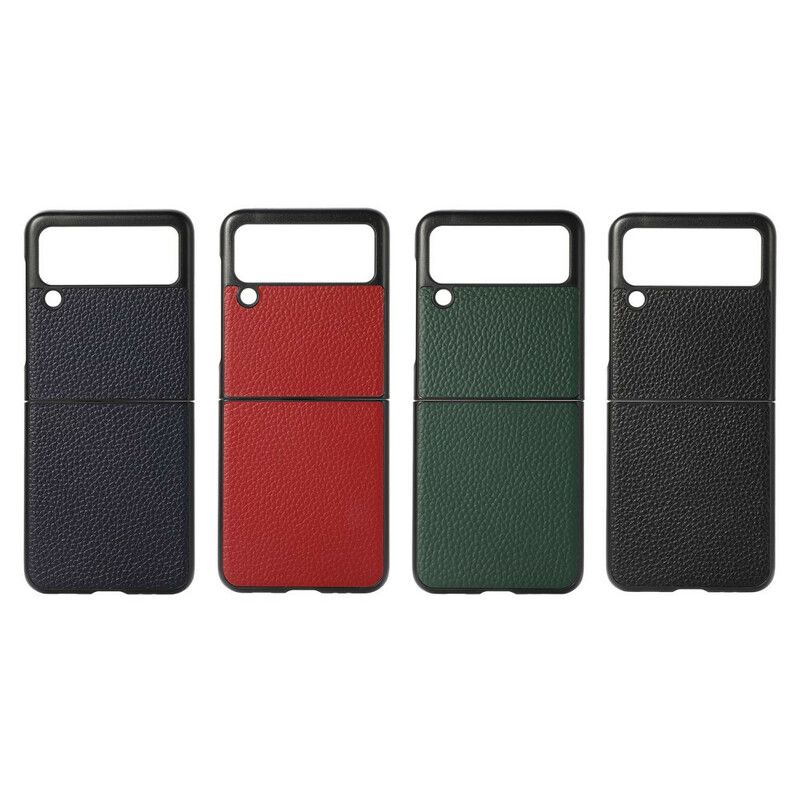 Cover Til Samsung Galaxy Z Flip 3 5g Ægte Læder Litchi Farve