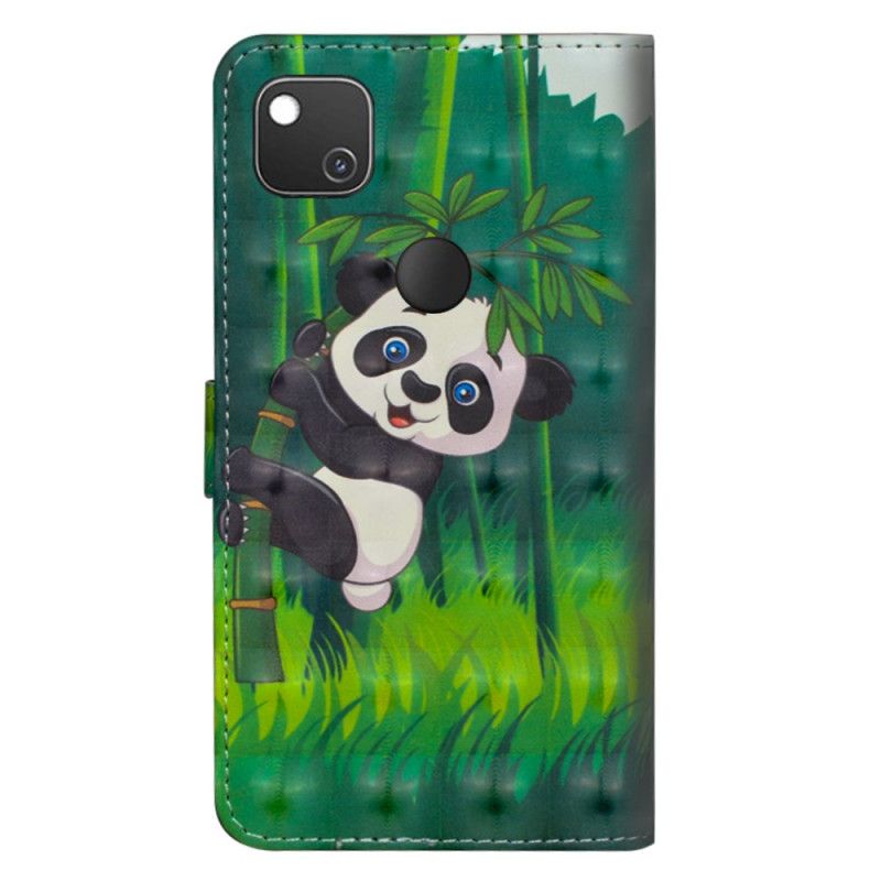 Flip Cover Læder for Google Pixel 4a Panda Og Bambus