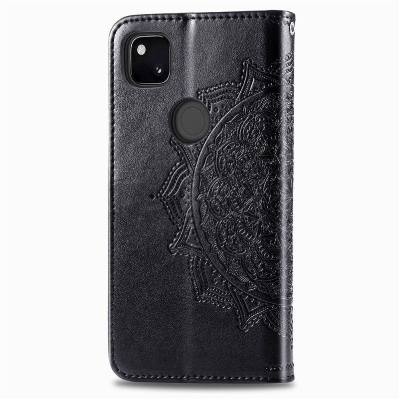 Flip Cover Læder for Google Pixel 4a Sort Middelaldermandala