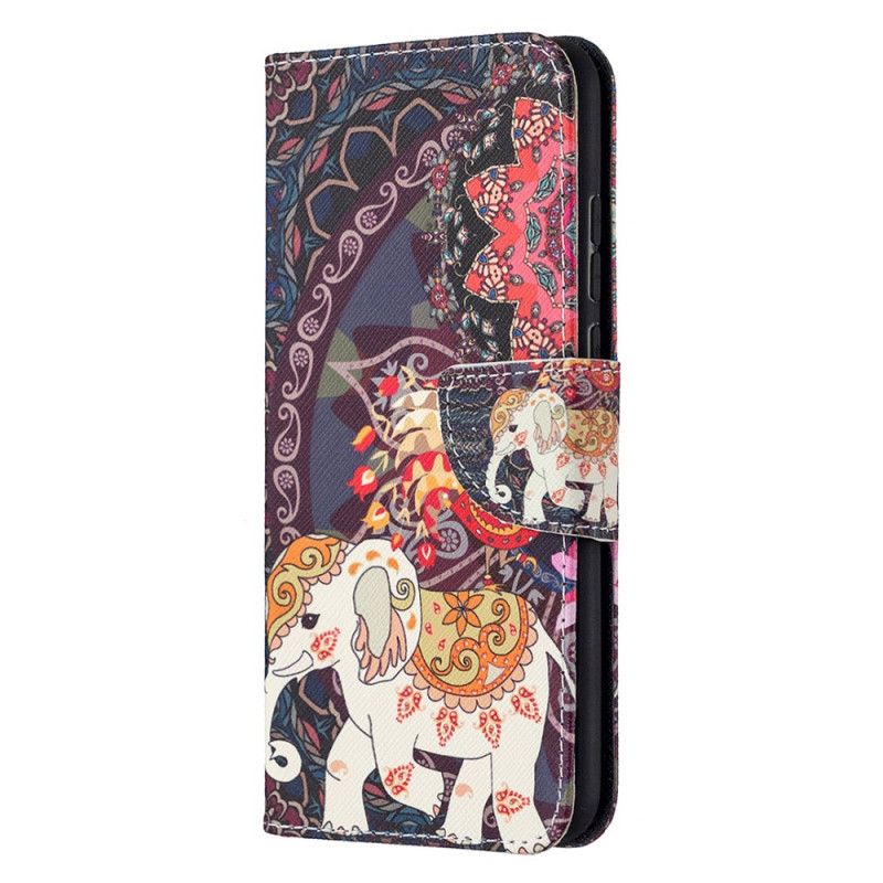 Flip Cover Læder Honor 9X Lite Elefant Og Farverig Mandala Original