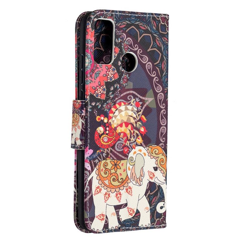 Flip Cover Læder Honor 9X Lite Elefant Og Farverig Mandala Original