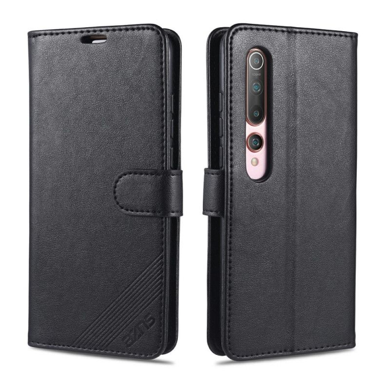 Flip Cover Xiaomi Mi 10 / 10 Pro Sort Mobilcover Azns Imiteret Læder