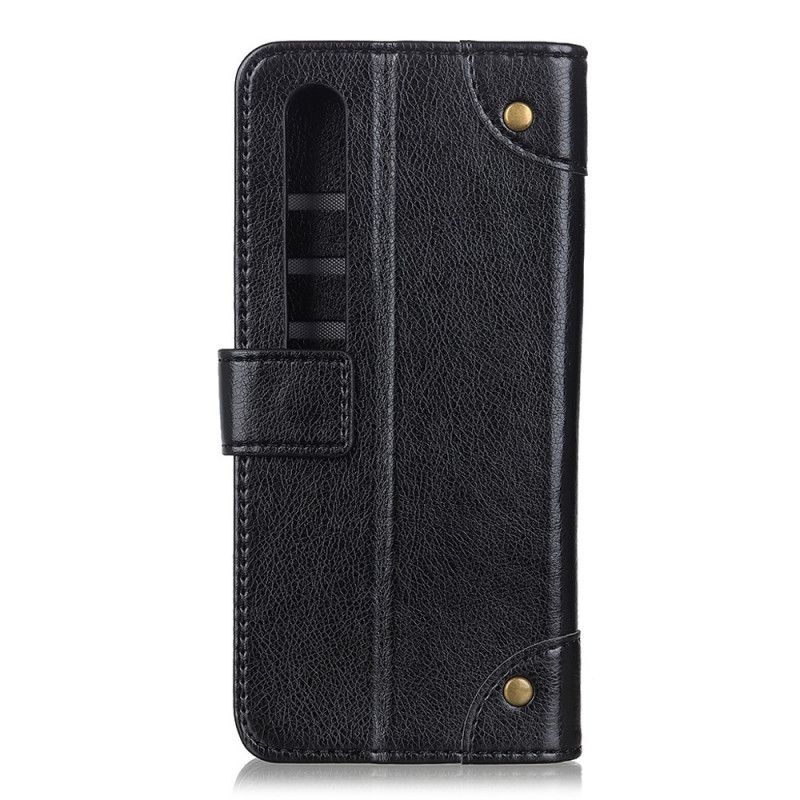 Flip Cover Xiaomi Mi 10 / 10 Pro Sort Mobilcover Vintage Nitter Nappalæder Stil