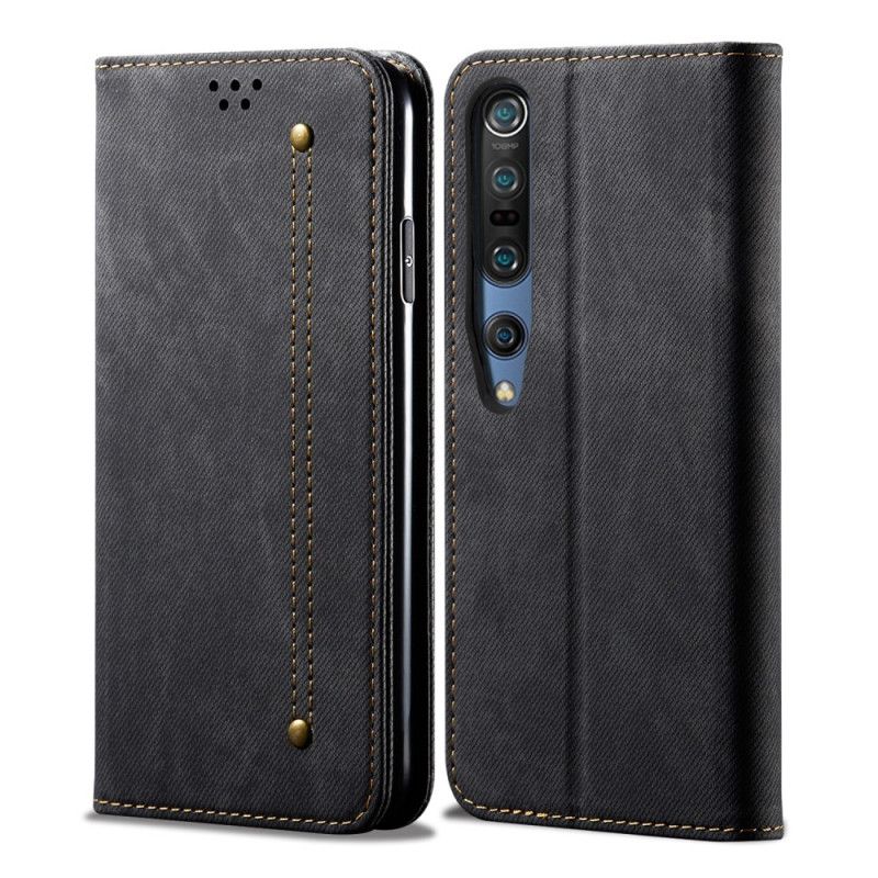 Læder Cover Xiaomi Mi 10 / 10 Pro Sort Jeansstof