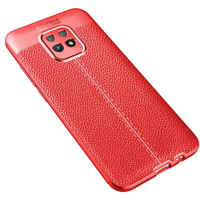 Cover Xiaomi Redmi 10X / 10X Pro Sort Dobbeltlinjet Lychee-Lædereffekt