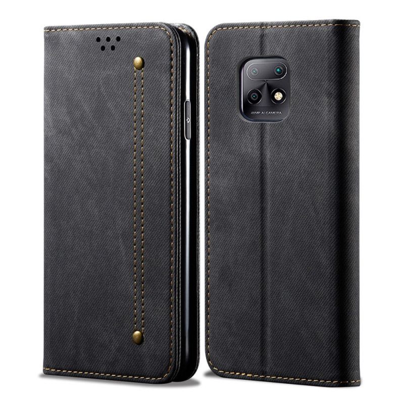 Læder Cover Xiaomi Redmi 10X / 10X Pro Sort Jeansstof Beskyttelse