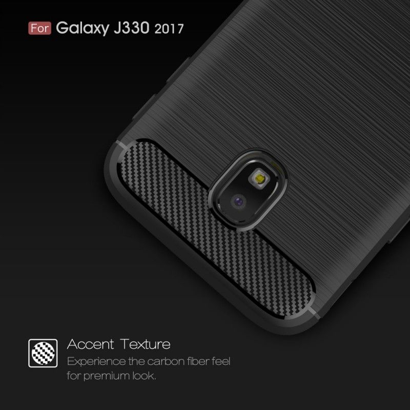 Cover Samsung Galaxy J3 2017 Sort Mobilcover Børstet Kulfiber