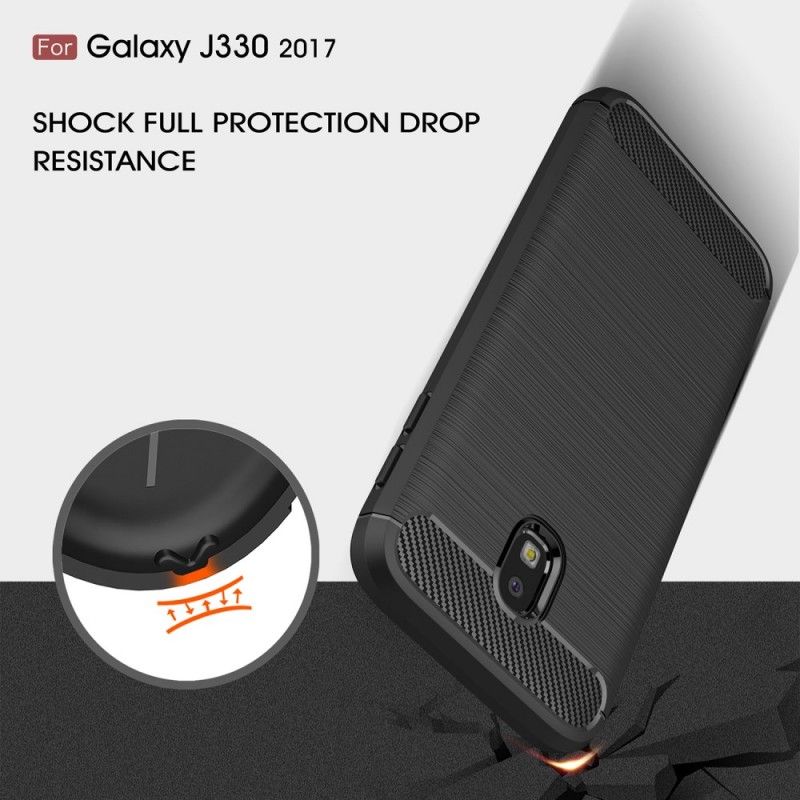 Cover Samsung Galaxy J3 2017 Sort Mobilcover Børstet Kulfiber