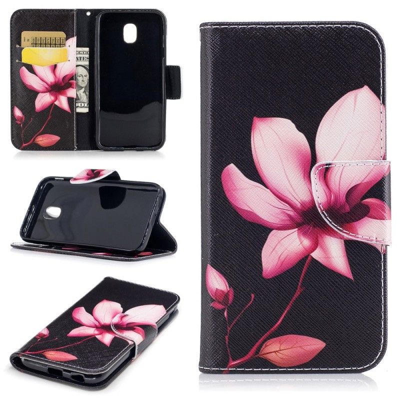 Flip Cover Læder for Samsung Galaxy J3 2017 Lyserød Blomst